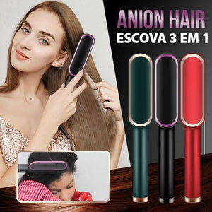 Escova Alisadora 3 em 1 - Alisa, Seca e Hidrata